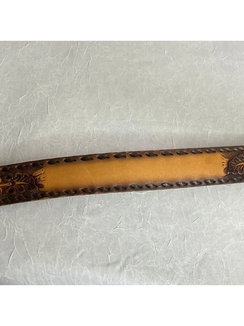 Brown Hand Tooled Leather Men's Belt Size 34